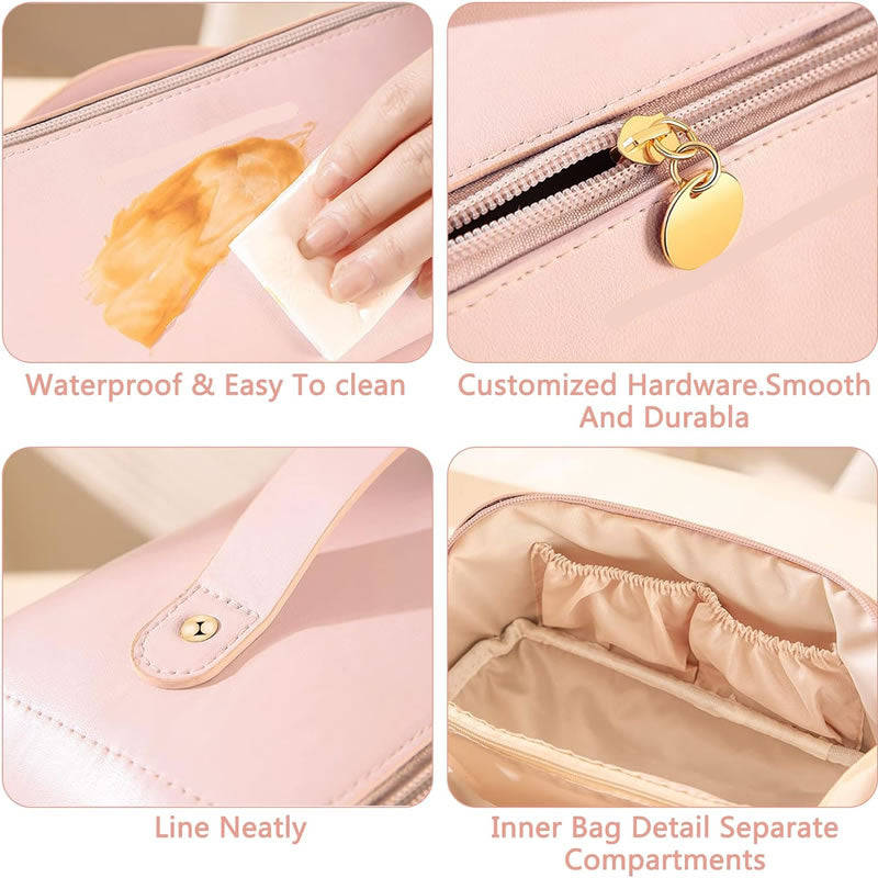 PU Leather Toiletry Bag Storage Organizer Zipper For Cosmetics RD-45 PINK