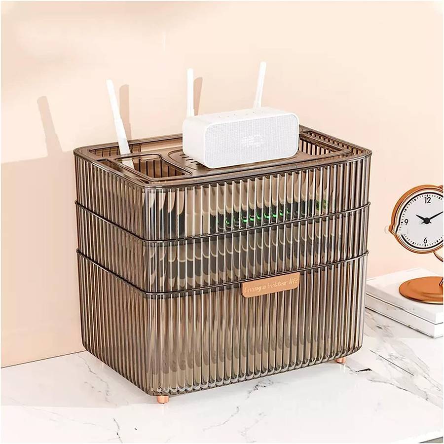 Multi-Purpose 3 Layer Organizer Wifi Router Storage Box JL-6692 BLACK