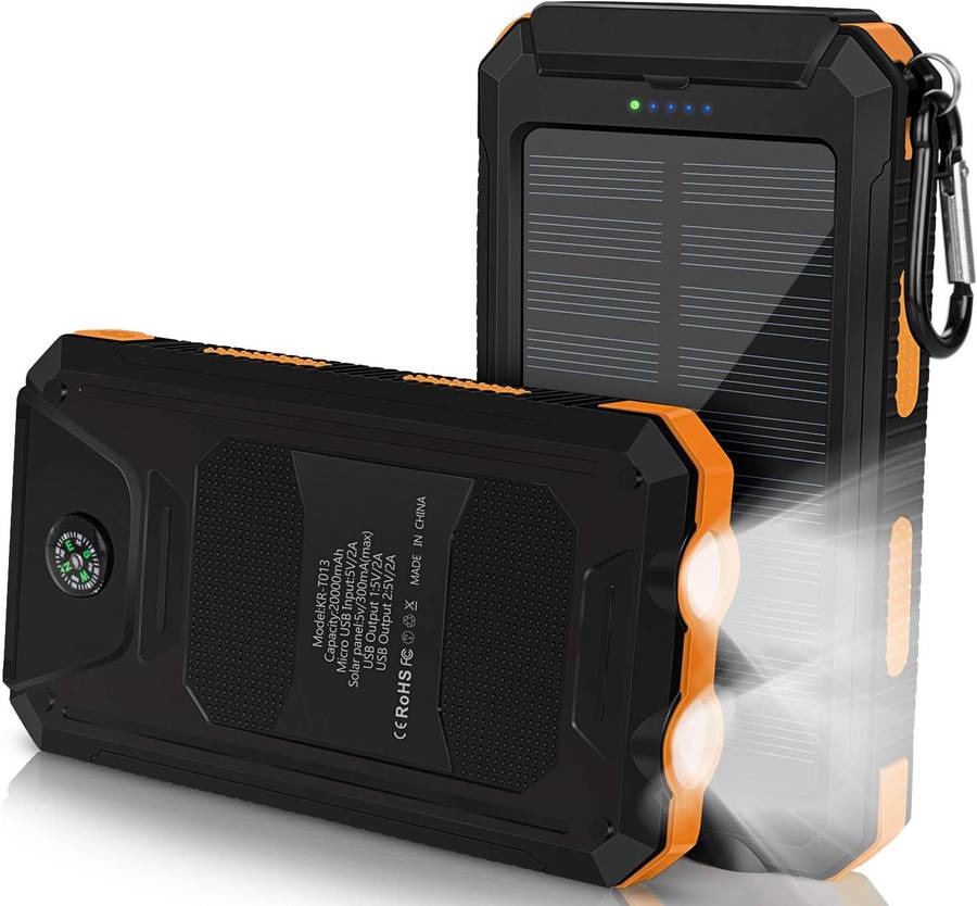 20000mAh Solar Powered Power Bank Flashlight With GPS PA-14