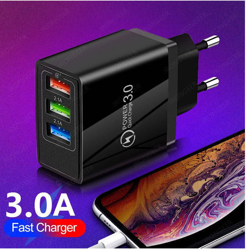 3 Port Power 3.0 Quick Charge Smart and Fast Charger 240V -QC-03