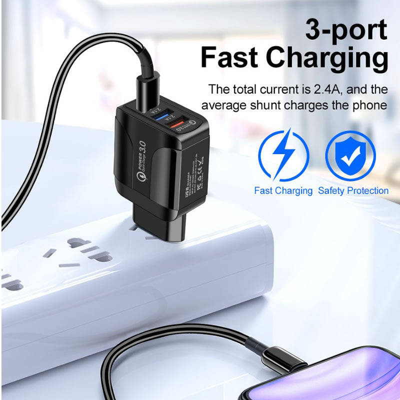 3 Port Power 3.0 Quick Charge Smart and Fast Charger 240V -QC-03