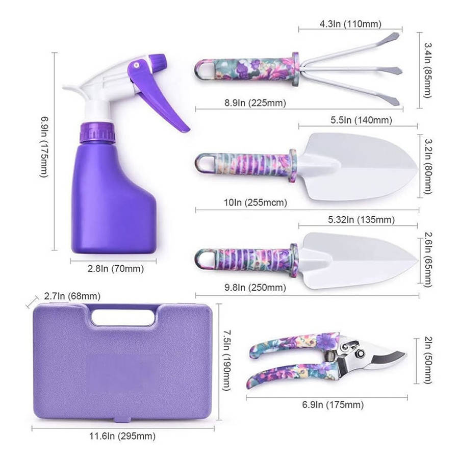 5-Piece Floral Printed Garden Pruning Tool Set -XF0901