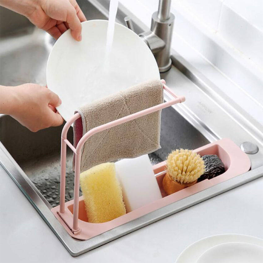 Telescopic Expandable Sink Drain Basket Holder Rack F42-8-765 Pink