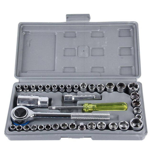 40-Pcs 1/4" And 3/8" Combination Socket Wrench Set