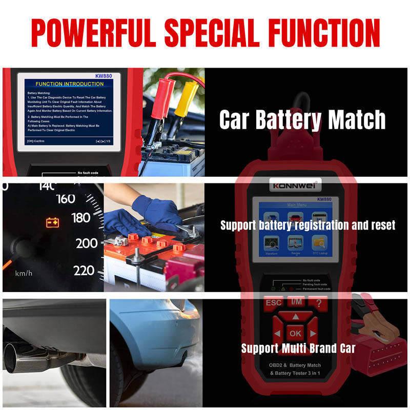 Professional OBD2 KW880 Car Auto Battery Cranking Tester NG-184