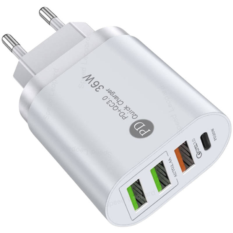 Quick Charger and adapter PD20W +3USB -U3+PD