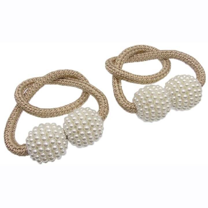 Magnetic Curtain Rope Tieback with Pearl C3-6-45 Rose gold