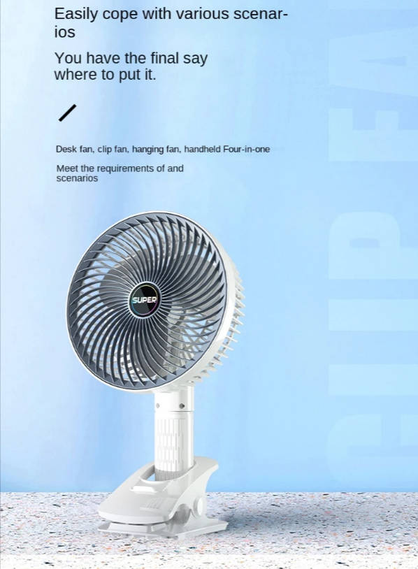 Multi-Functional 4-in-1 Rechargeable Portable Clip Fan PM-037