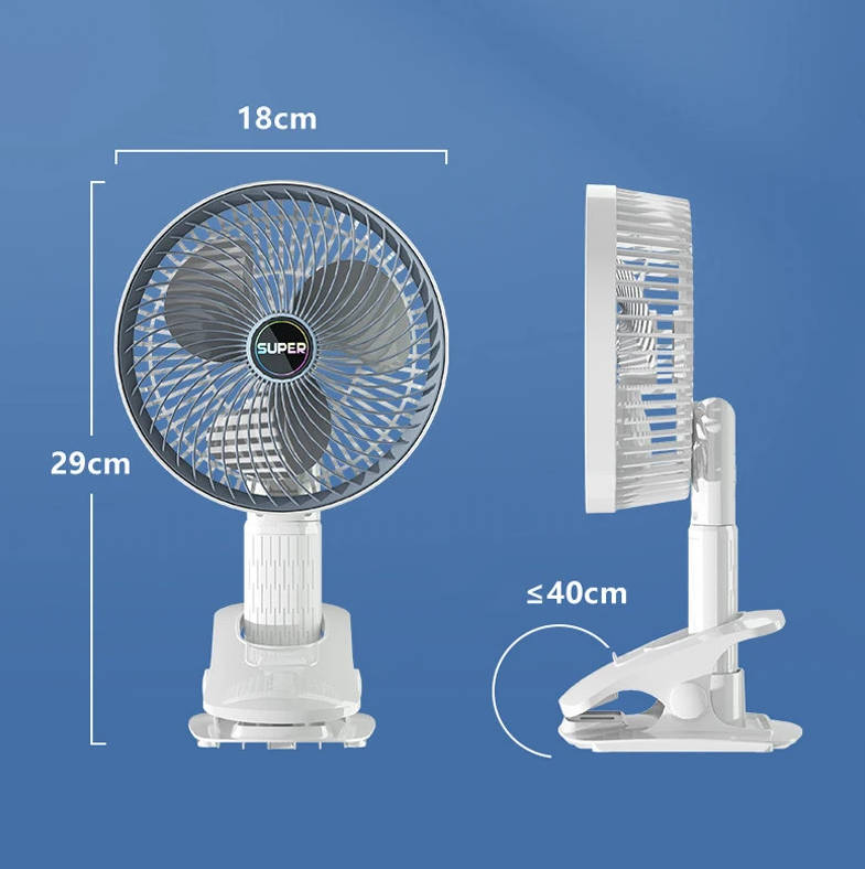 Multi-Functional 4-in-1 Rechargeable Portable Clip Fan PM-037