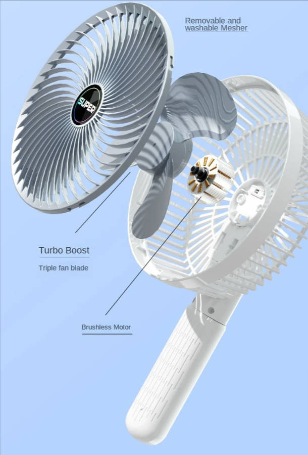 Multi-Functional 4-in-1 Rechargeable Portable Clip Fan PM-037