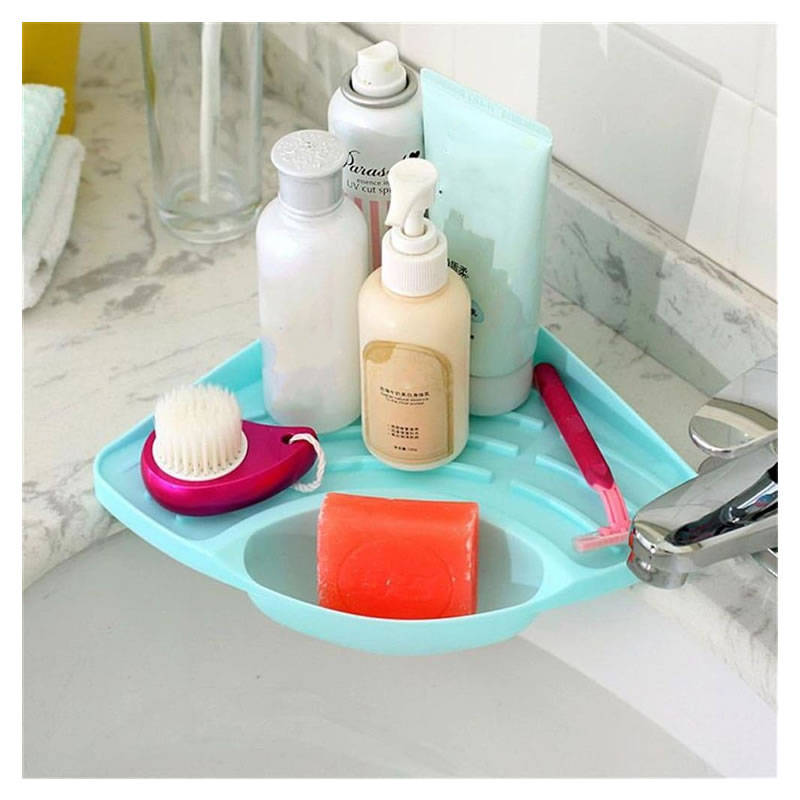 Triangle Corner Storage Rack for Kitchen Sink BLUE ID-65