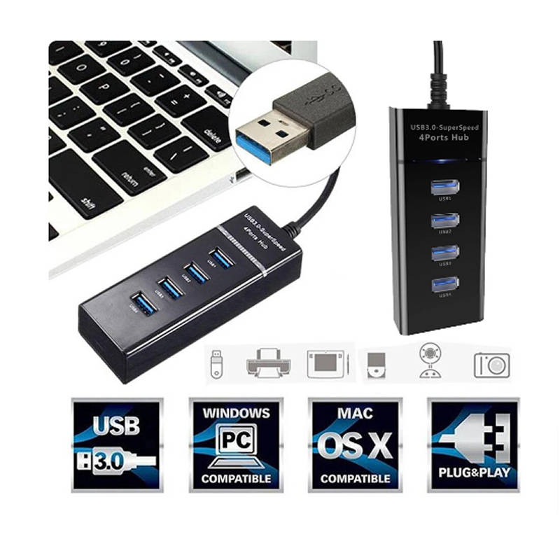 4-in-1 High-Speed USB 3.0 Port Hub