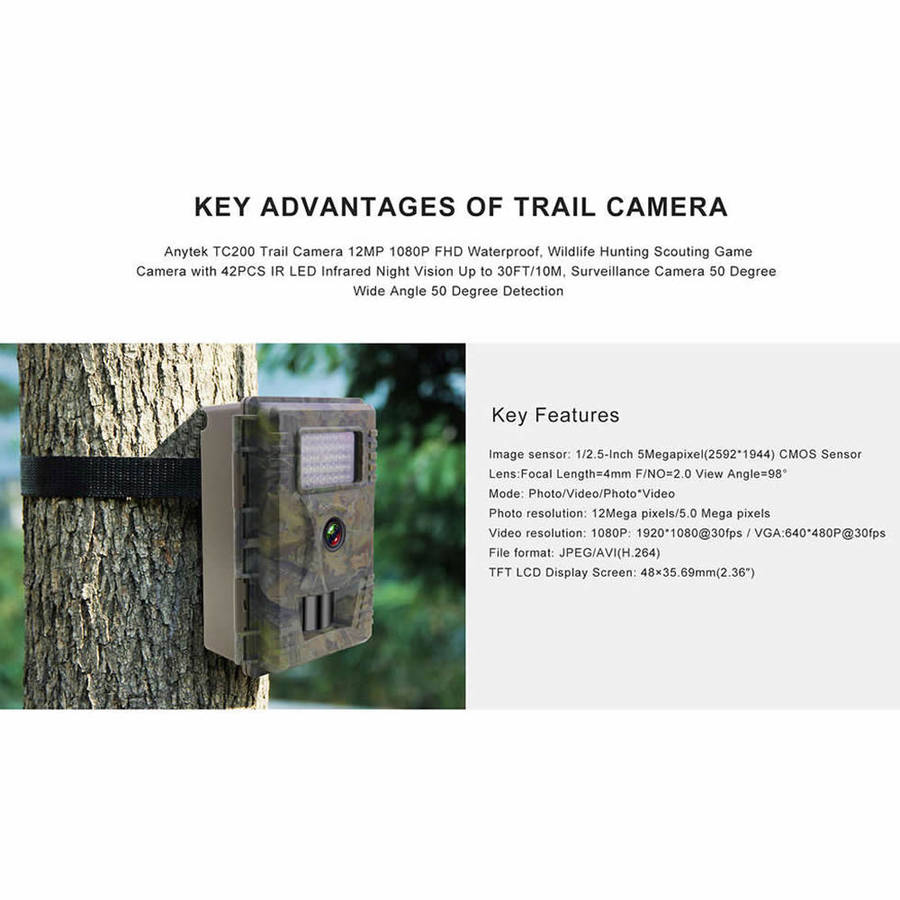 12MP IP66 WATERPROOF HD NIGHT VERSION HUNTING TRAIL CAMERA - TC200