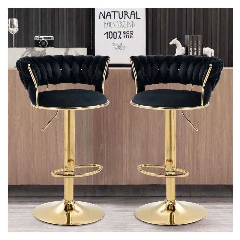 Velvet Swivel Luxury Bar Stool HZ882 BLACK FURNITURE