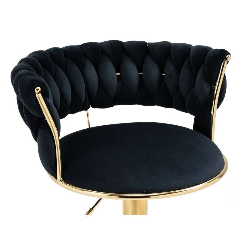 Velvet Swivel Luxury Bar Stool HZ882 BLACK FURNITURE