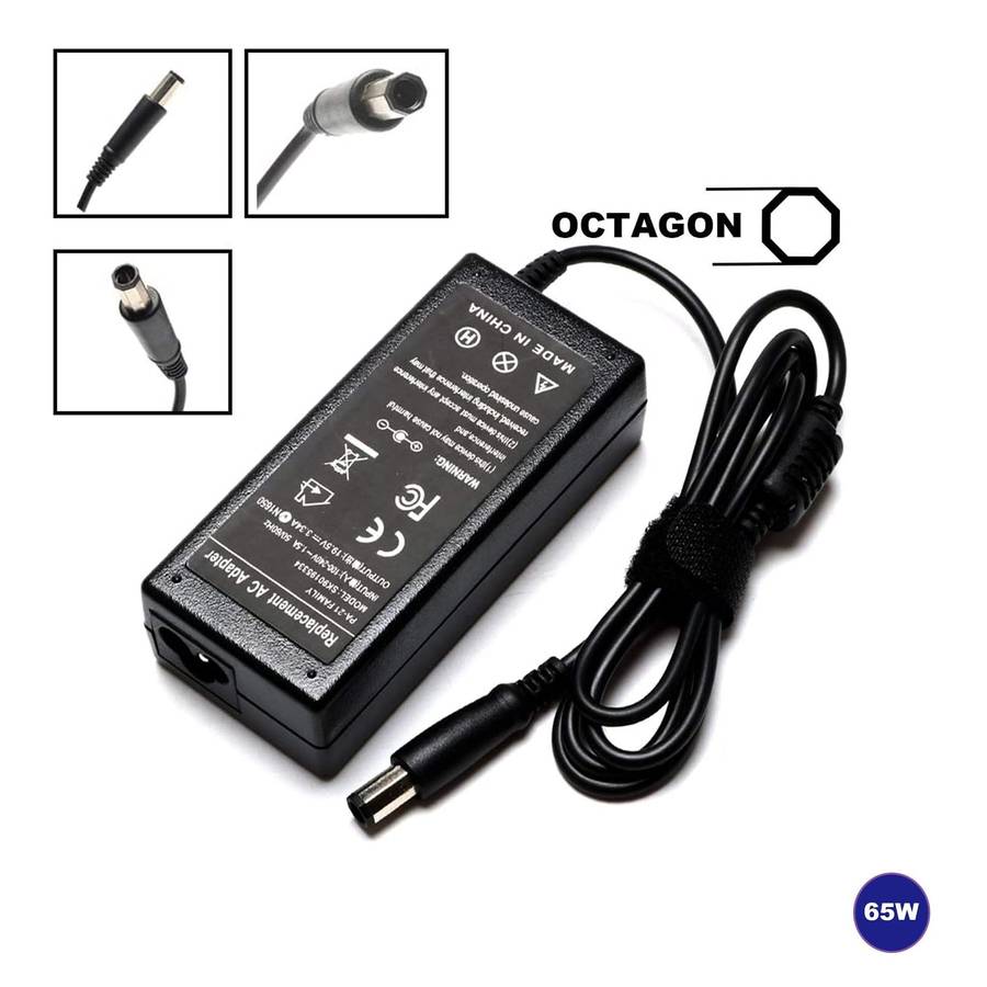 Laptop Charger AC Adapter Power Supply for DELL 65W  (8 SIDE PIN)
