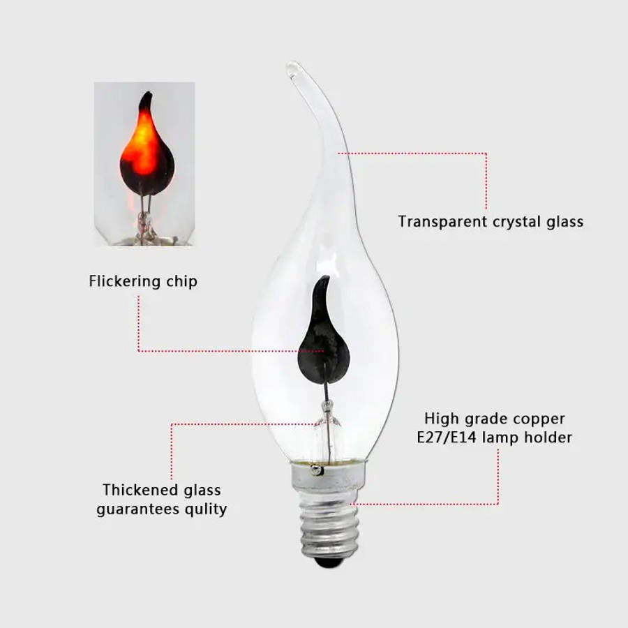 LED Vintage Edison Candle Light Retro Bulb - Flickering Flame Effect