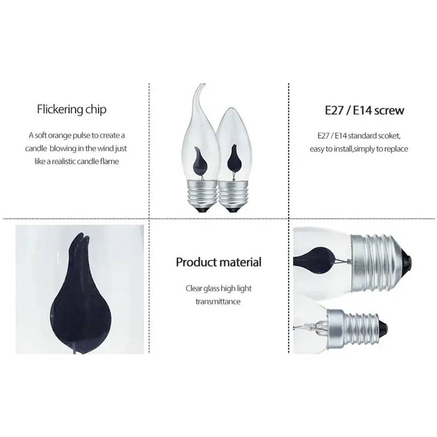 LED Vintage Edison Candle Light Retro Bulb - Flickering Flame Effect