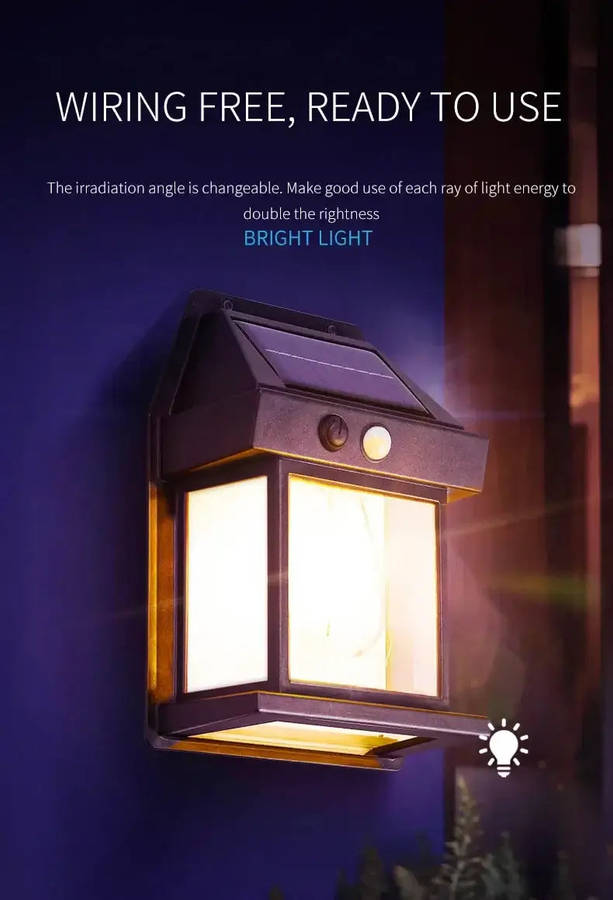 PIR Motion Sensor Solar Powered Wall Lantern