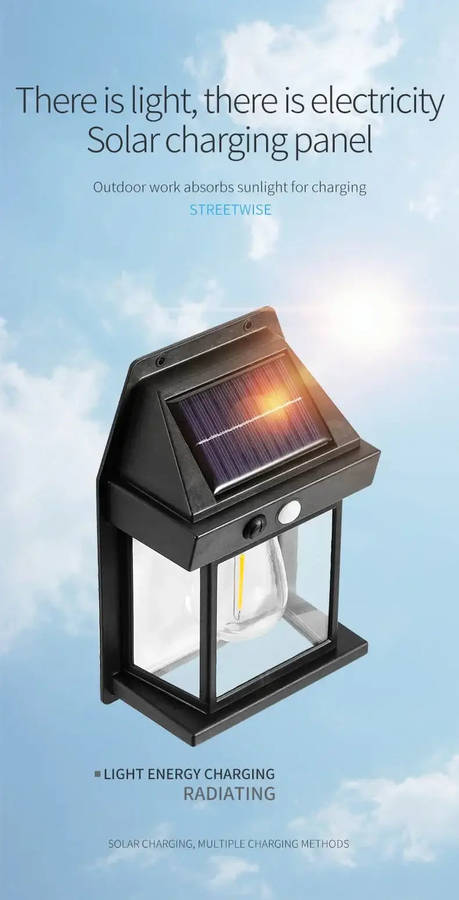 PIR Motion Sensor Solar Powered Wall Lantern