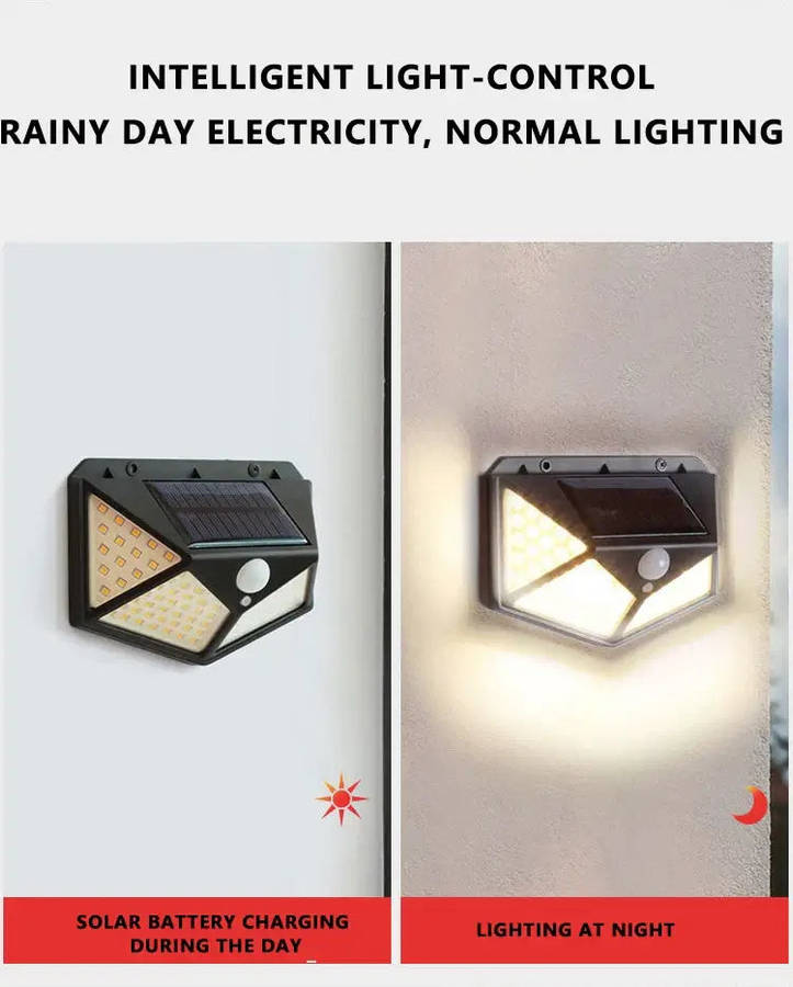 PIR Motion Sensor Solar Powered Security Light - 100 LED