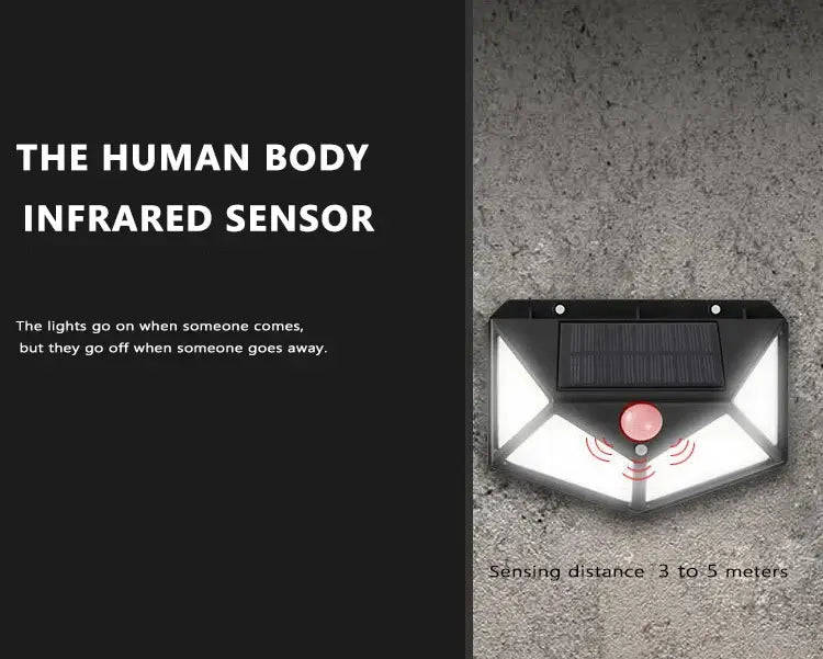 PIR Motion Sensor Solar Powered Security Light - 100 LED