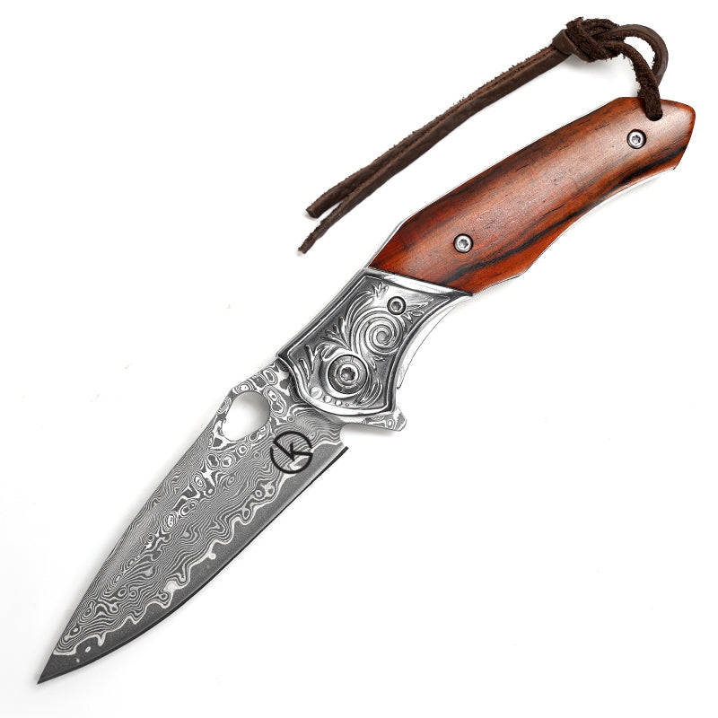 Koch - Handmade Stainless Damascus folding Knife sheepsfoot - KKJ265