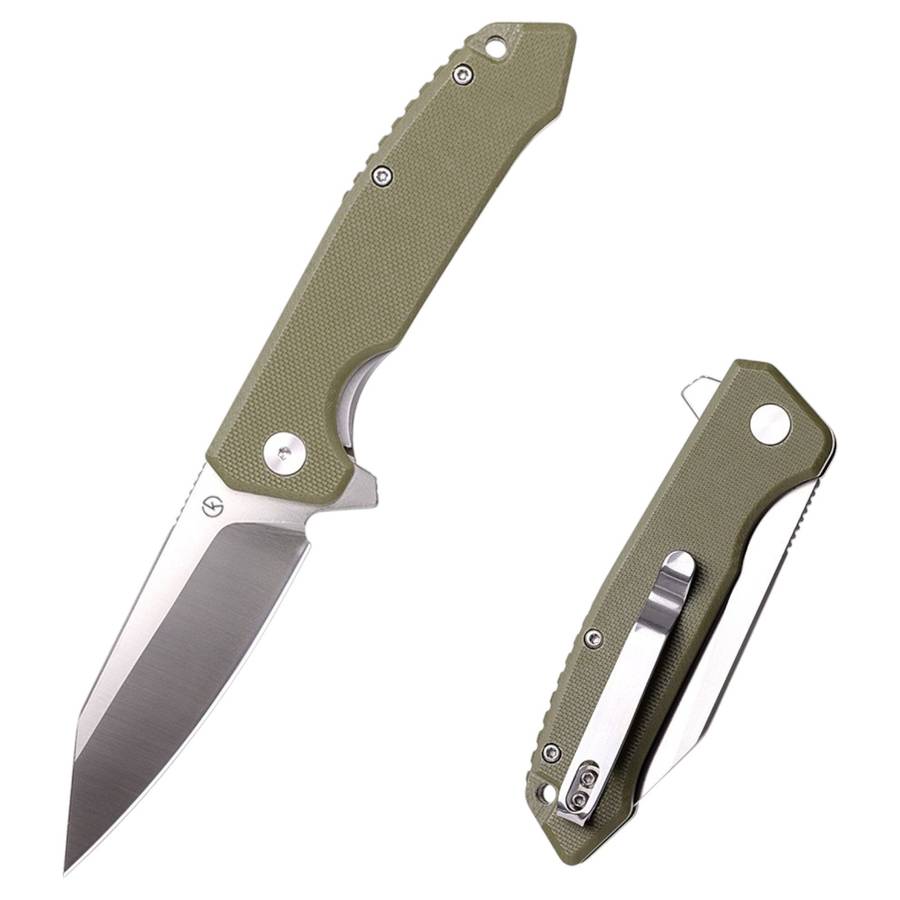 Koch - Liner Lock D2 Blade, G10 Handle Folding Knife Green - QY16022G