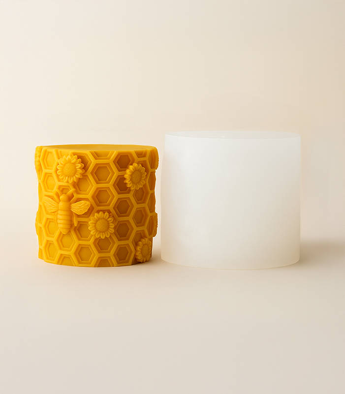 Silicone Mould - Carved Bee Cylinder