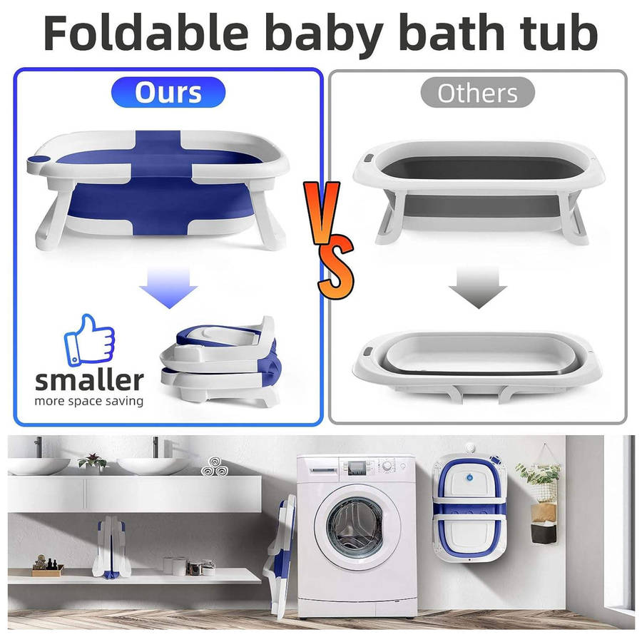 Collapsible Baby Bathtub With Thermometer | Foldable, Portable & Safe