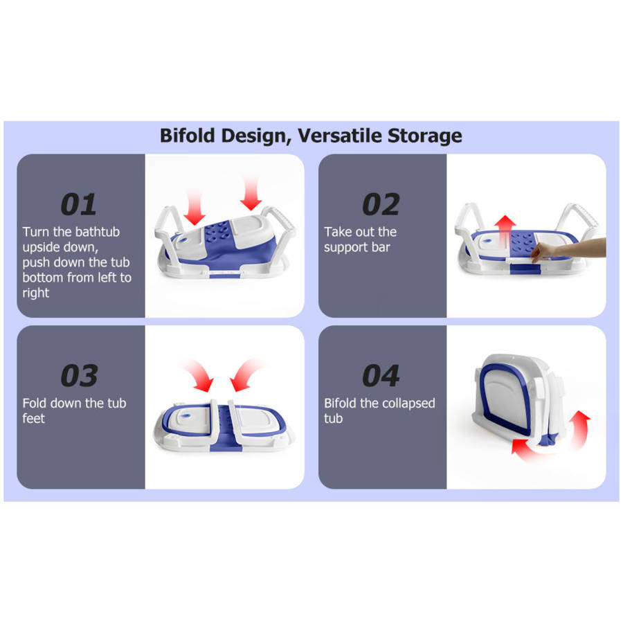 Collapsible Baby Bathtub With Thermometer | Foldable, Portable & Safe