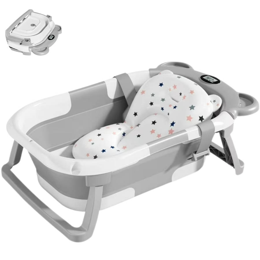Collapsible Baby Bathtub With Thermometer | Foldable, Portable & Safe