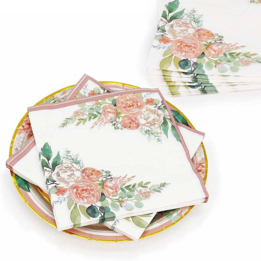 Floral Disposable Dinnerware Set For 25| 200-Piece Party Tableware