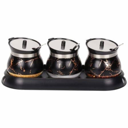 Condiment Spice Jars - Set of 3 - Black