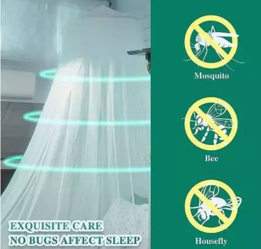 Mosquito net over bed