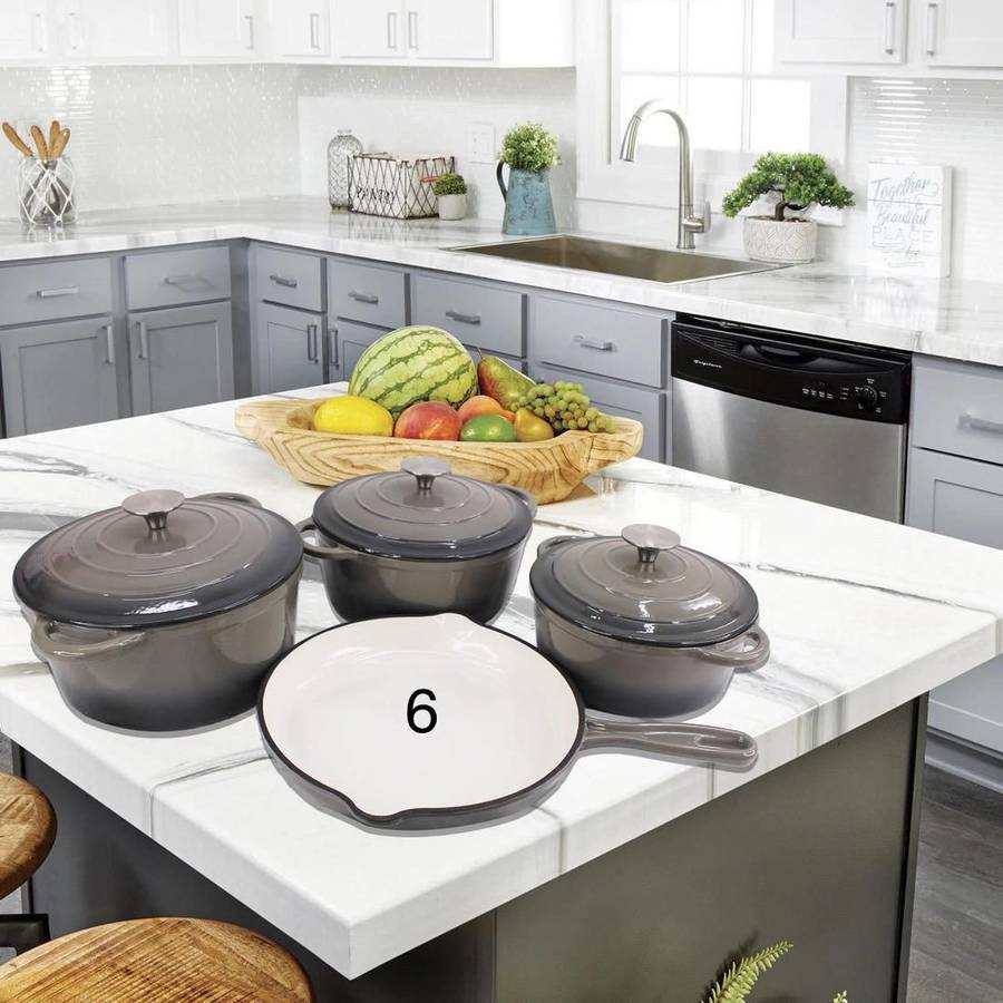 Cast Iron Pot Set 7pcs - Grey