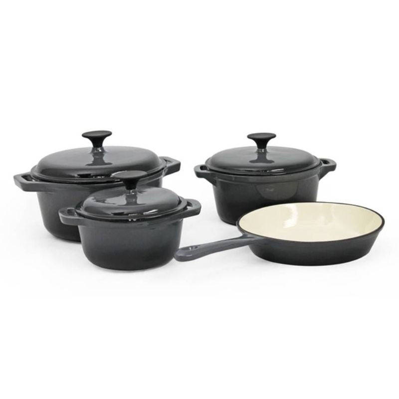 Cast Iron Pot Set 7pcs - Black