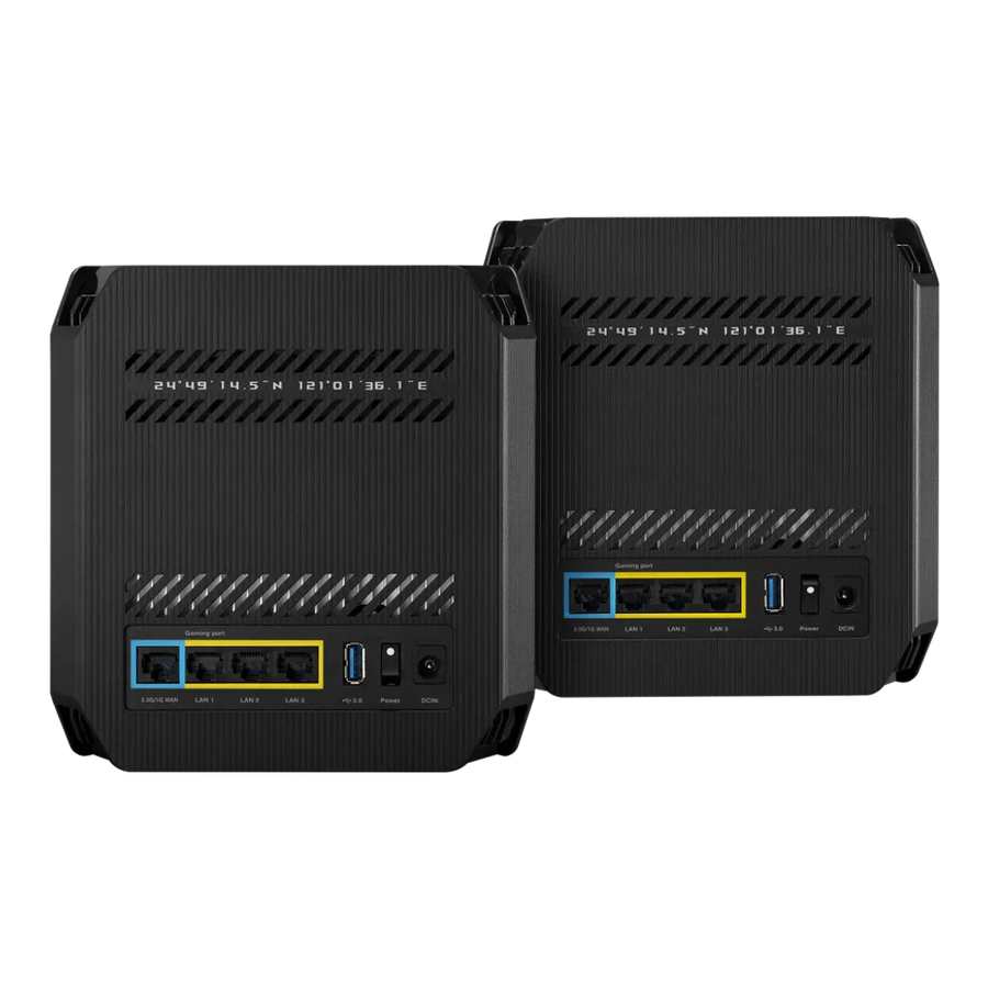 ASUS ROG Rapture GT6 (B-2-PK), Black, Internal, Mesh router, Power, 538.8 m², Tri-band (2.4 GHz ...