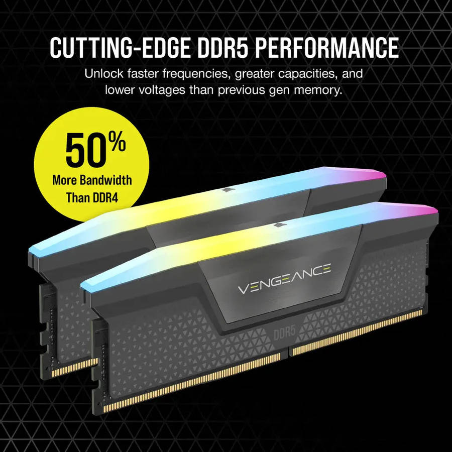 Corsair Vengeance RGB CMH32GX5M2B5200Z40K, 32 GB, 2 x 16 GB, DDR5, 5200 MHz, 288-pin DIMM