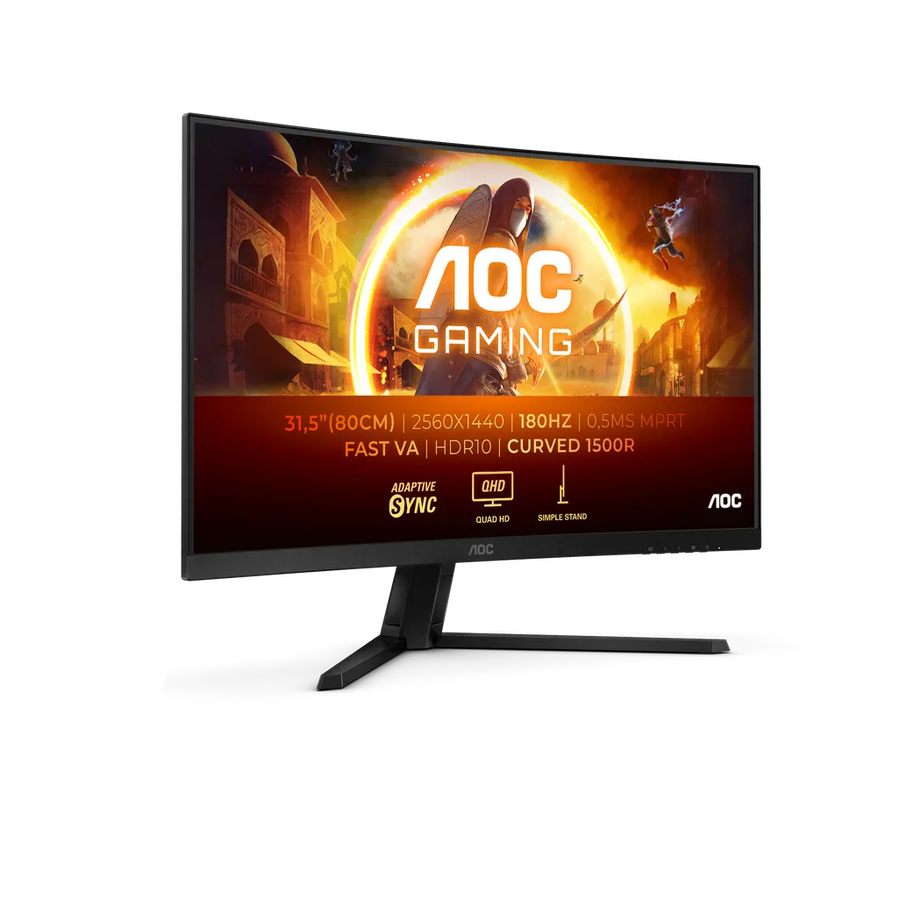 AOC G4 CQ32G4VE, 81.3 cm (32"), 2560 x 1440 pixels, Quad HD, LCD, 0.5 ms, Black, Grey