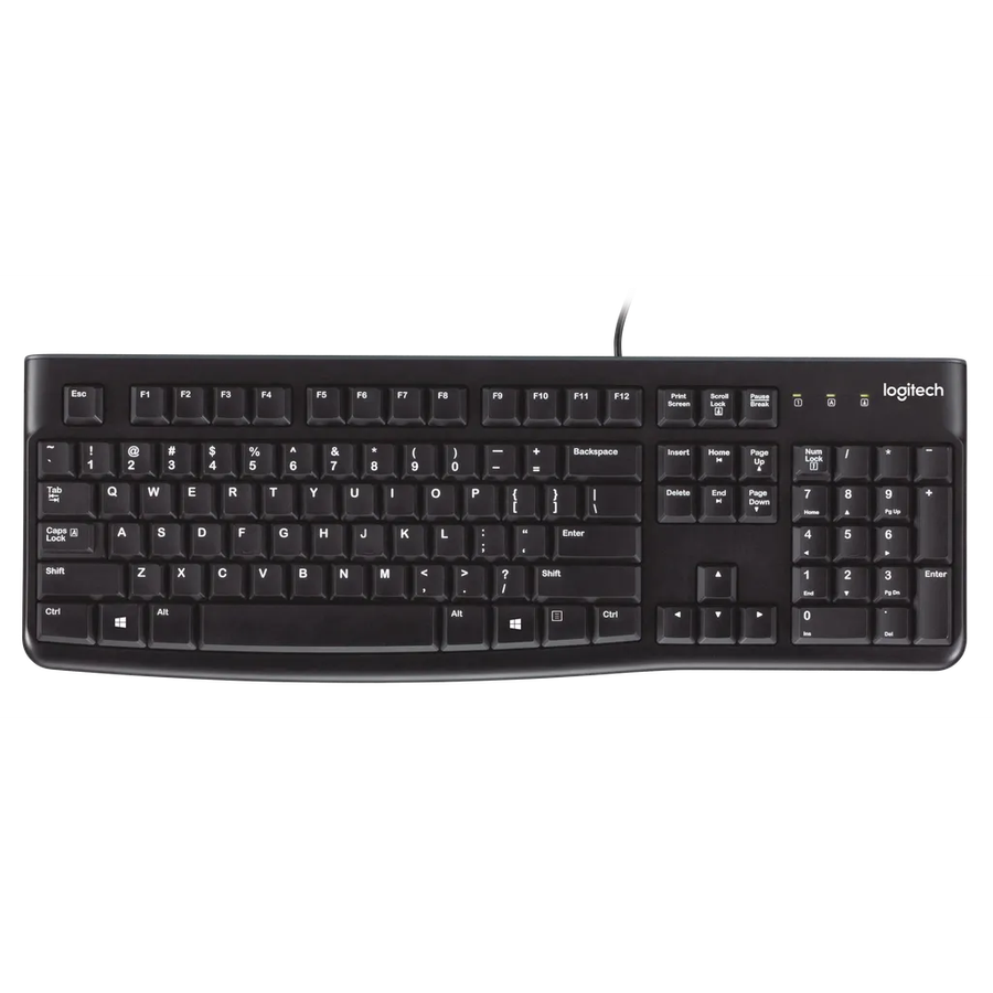 Logitech K120 Corded Keyboard, Full-size (100%), Wired, USB, QWERTY, Black