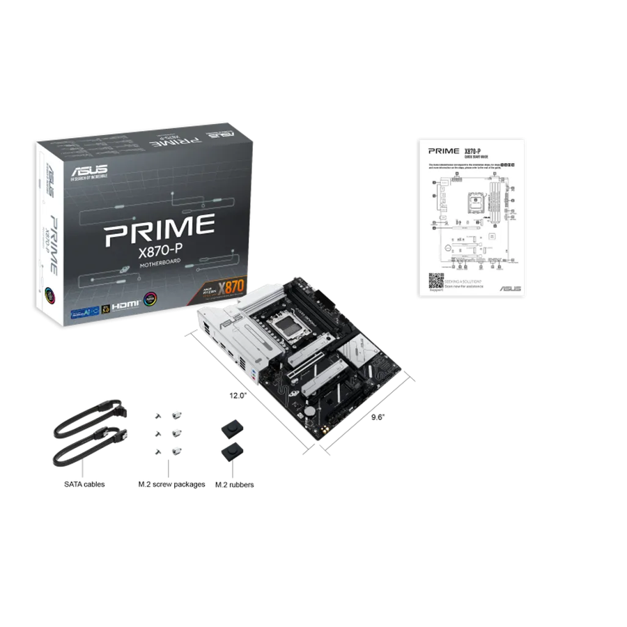 ASUS PRIME X870-P, AMD, Socket AM5, AMD Ryzen 3, AMD Ryzen 5