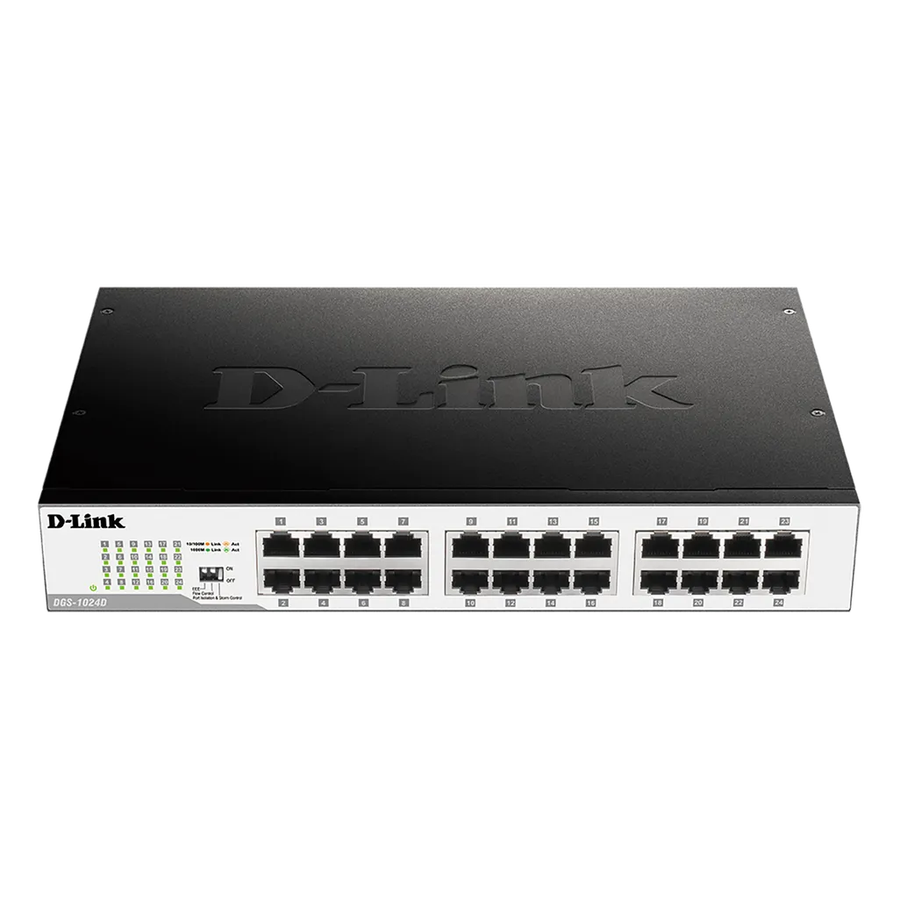 D-Link DGS-1024D, Unmanaged, Gigabit Ethernet (10/100/1000), Full duplex, Rack mounting, 1U