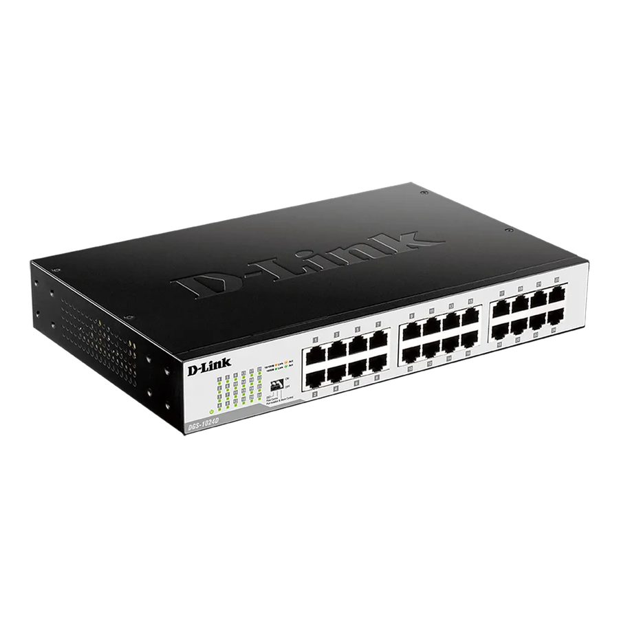 D-Link DGS-1024D, Unmanaged, Gigabit Ethernet (10/100/1000), Full duplex, Rack mounting, 1U