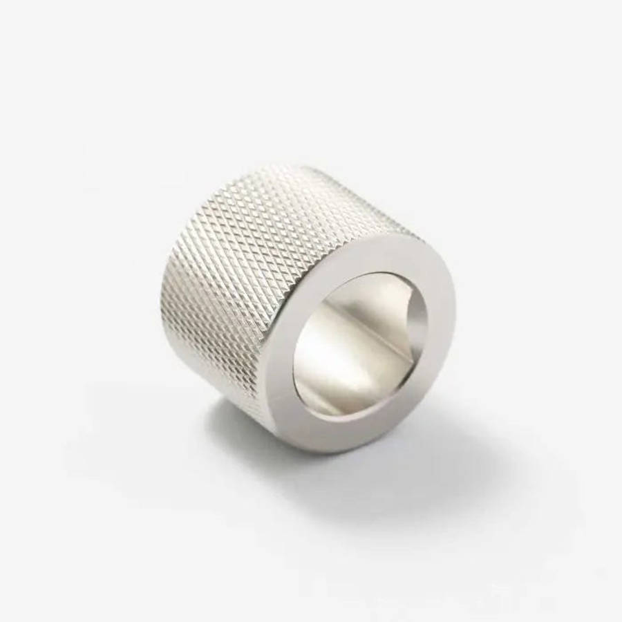 Knob, Knurled, Aluminium, Brushed Satin Nickel, 35mm
