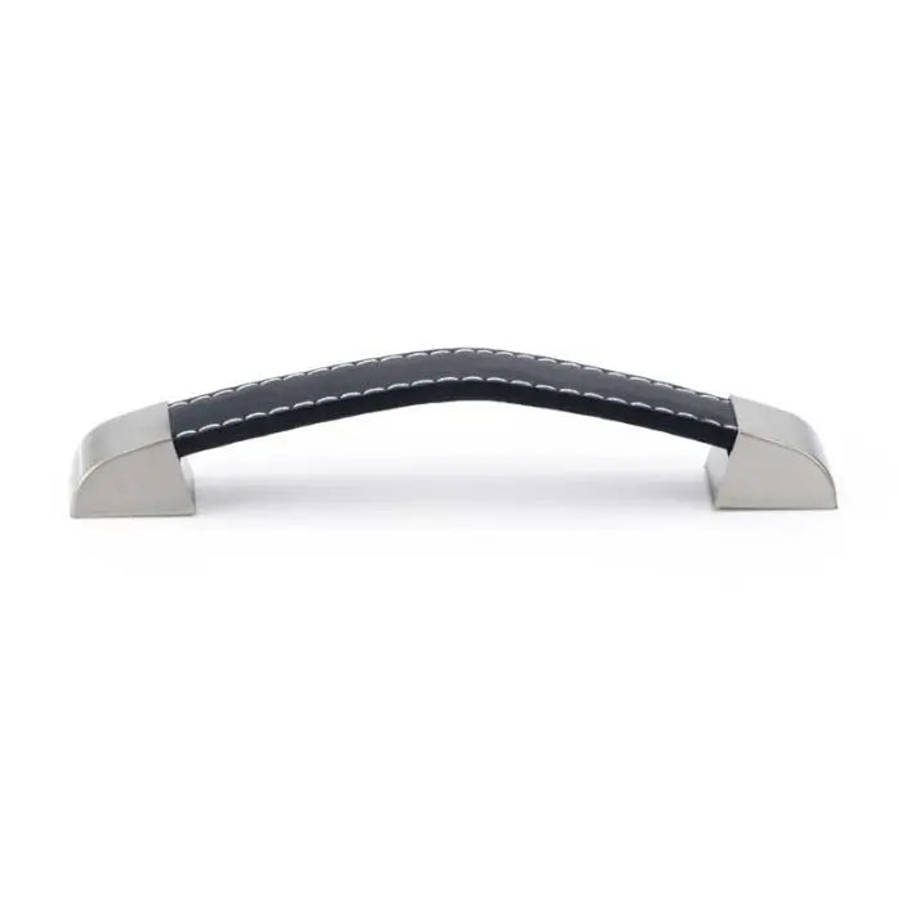 Leather Handle, Black/Satin Nickel, 128mm
