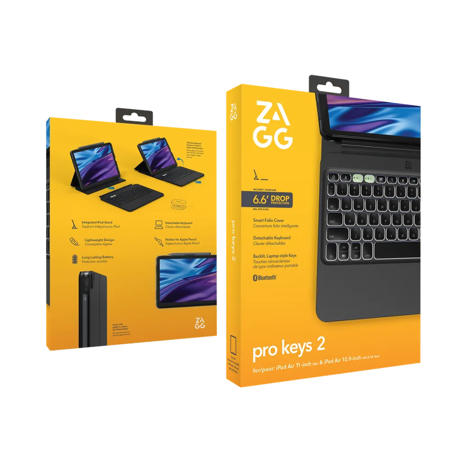 ZAGG Pro Keys 2, QWERTY, UK English, Apple, iPad Air 11 (M2), Black, 27.9 cm (11")