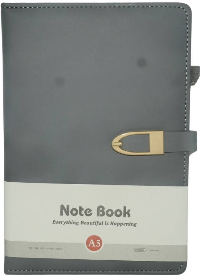 Brainware A5 Grey NoteBook With Magnetic Clip