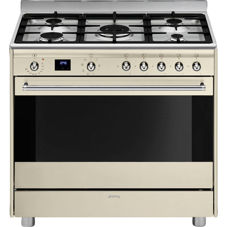 Smeg 90cm 5 Burner Gas Electric Oven Cooker Cream  SSA91MAP2