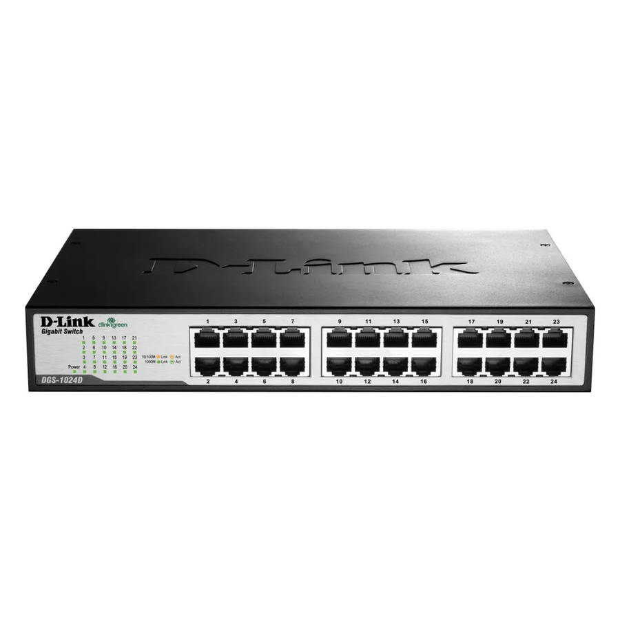 D-Link DGS-1024D, Unmanaged, Gigabit Ethernet (10/100/1000), Full duplex, Rack mounting, 1U